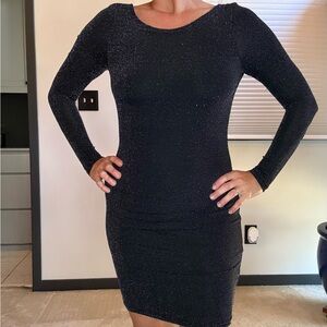 Lulu's Shimmering Black Long Sleeve Dress